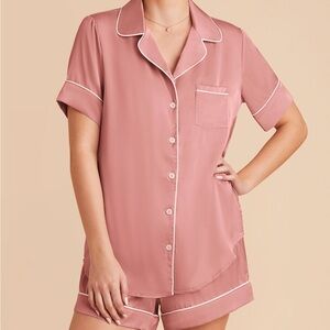 Dusty Rose Satin Short Sleeve Pajama Set